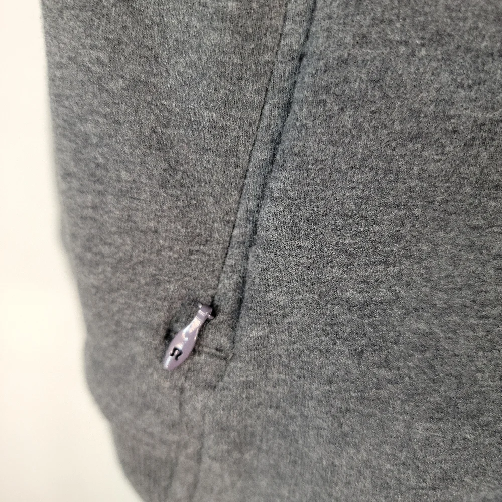 Lululemon Sz 8 Sweater Cowl Funnel Neck Pockets Thumbholes Gray_3